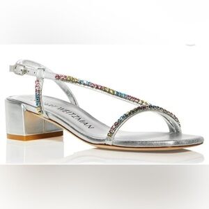 Stuart Weitzman Soiree Crystal 35 SA Silver/Multi Dress Sandal EU 35.5 / US 5